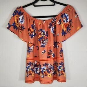 Lily White Floral Off The Shoulder bardot Flowy Blouse Size S